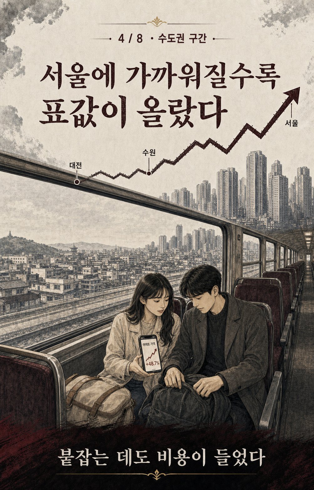 수도권 구간 — 서울에 가까워질수록 오르는 표값